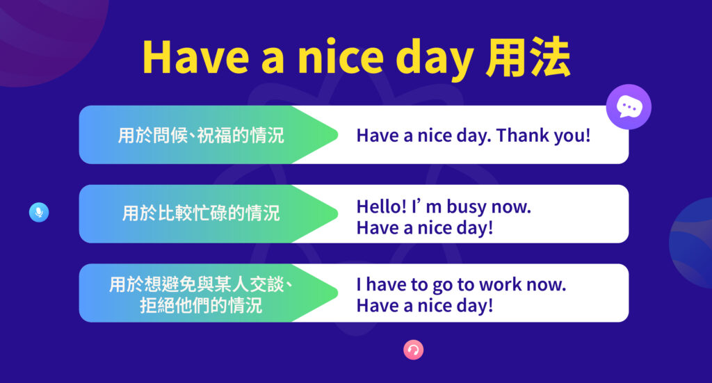 Have a nice day 用法