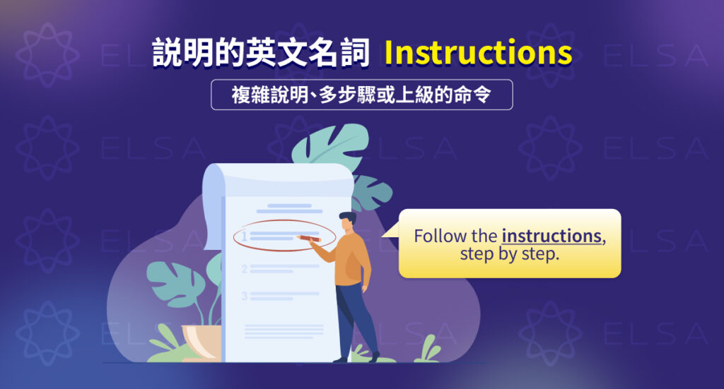說明 英文 – Instructions: 較複雜、詳細的使用指引