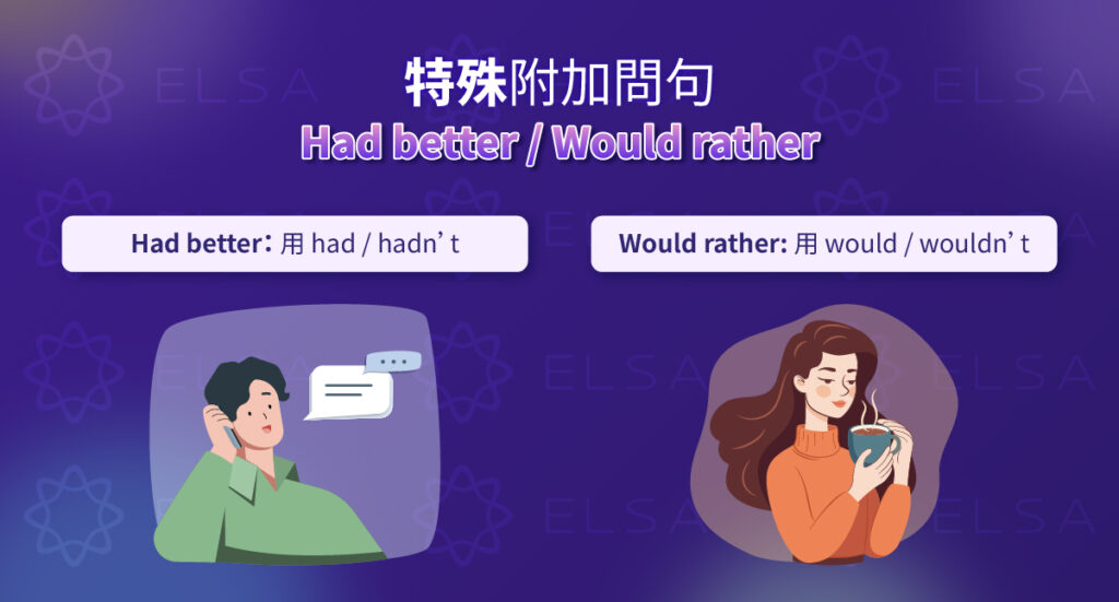 Would rather / Had better 附加問句