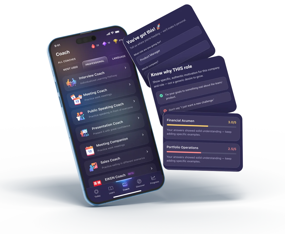 ELSA Speak 應用程式的 AI Coach 畫面