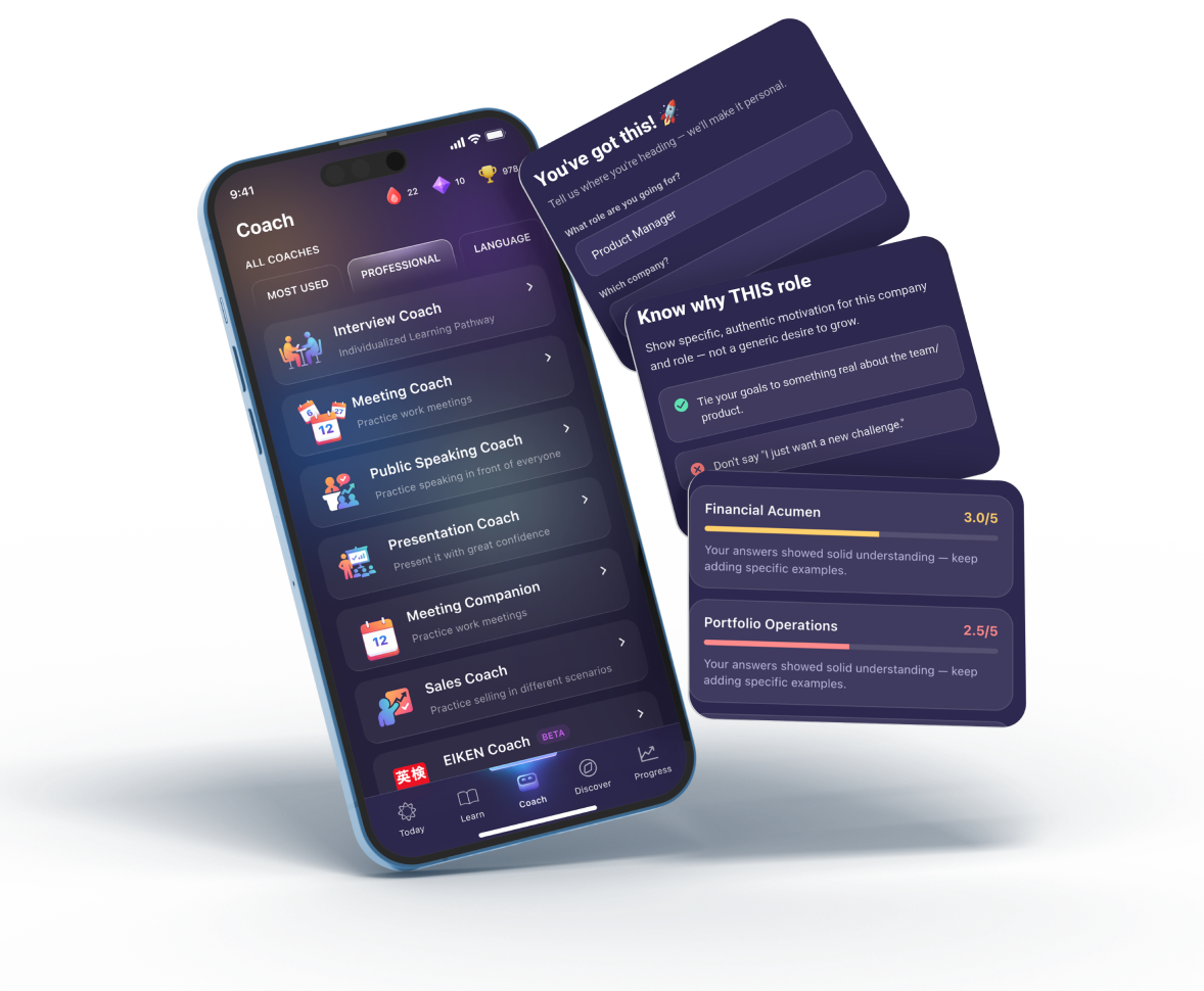 ELSA Speak 應用程式的 AI Coach 畫面