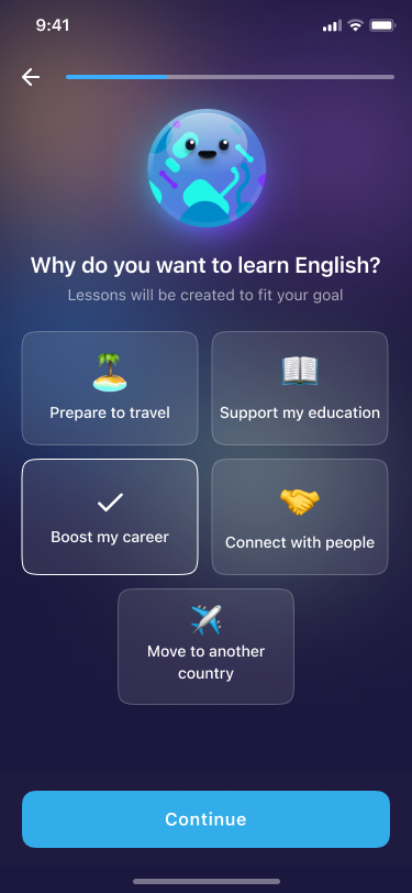 ELSA Speak 應用程式的個人化學習路徑畫面