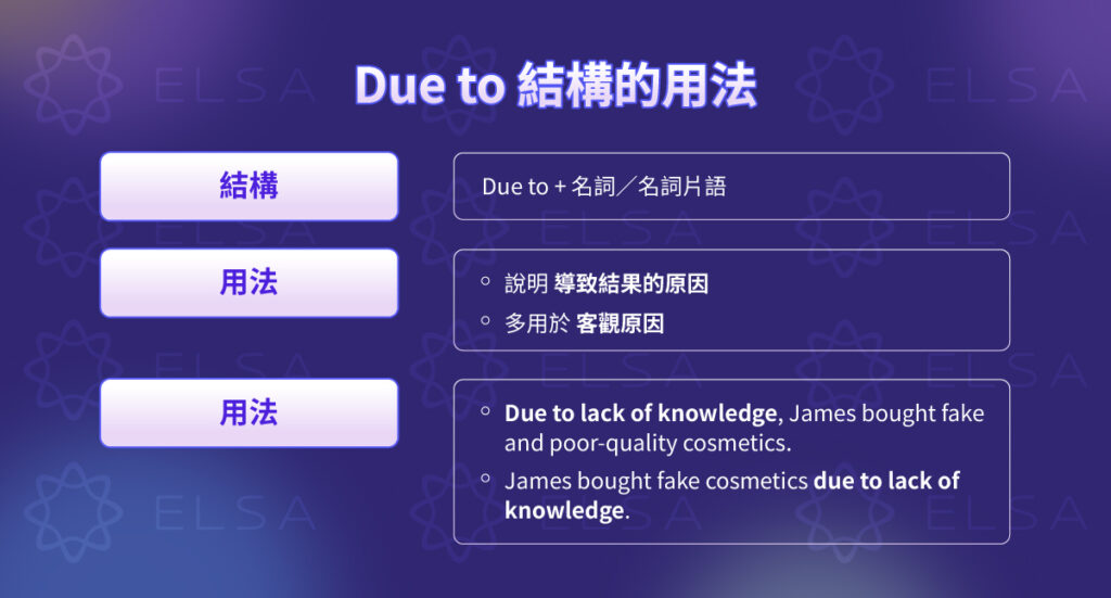 Due to 用法：due to 的結構