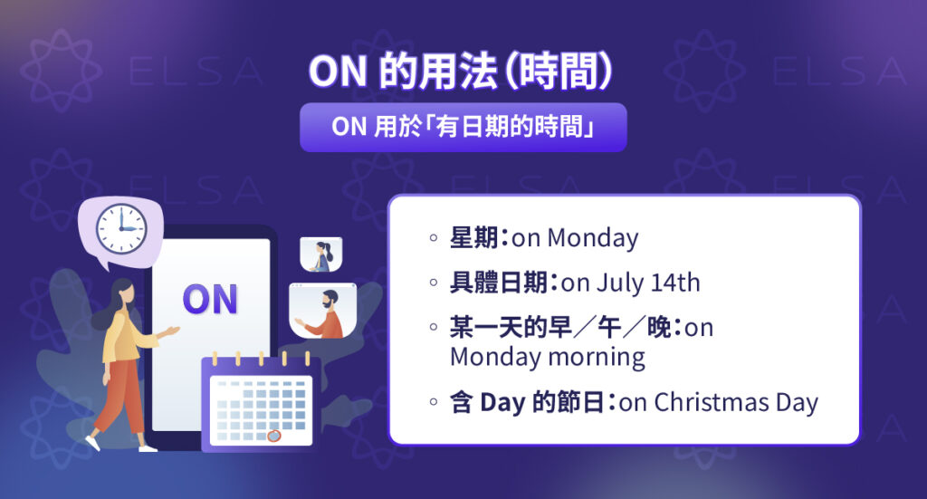 on 用法(日期／具體時間點)