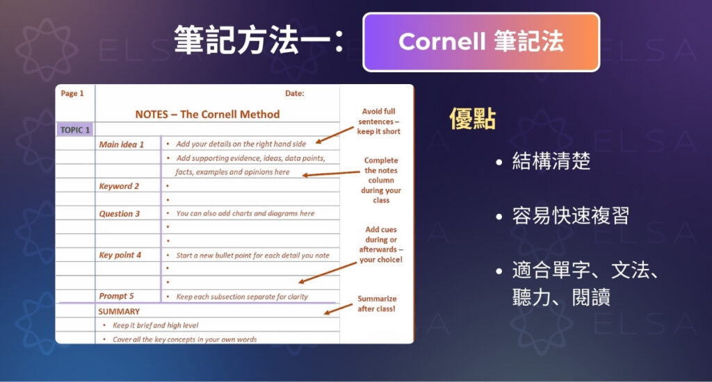 以 Cornell 方法做英文筆記