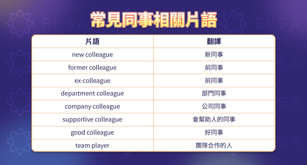 關於同事的英語短語