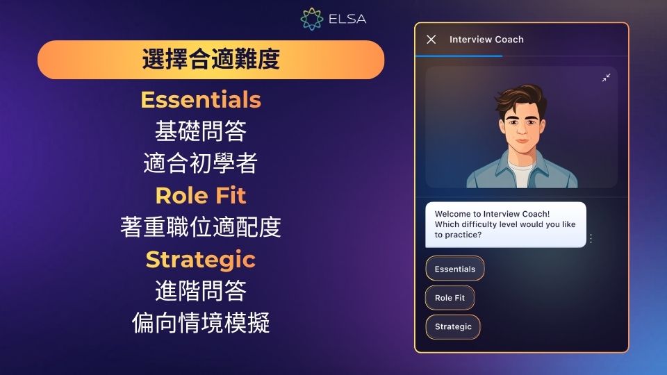 分級讓 Interview Coach 幫助你有系統地練習而不過度負擔