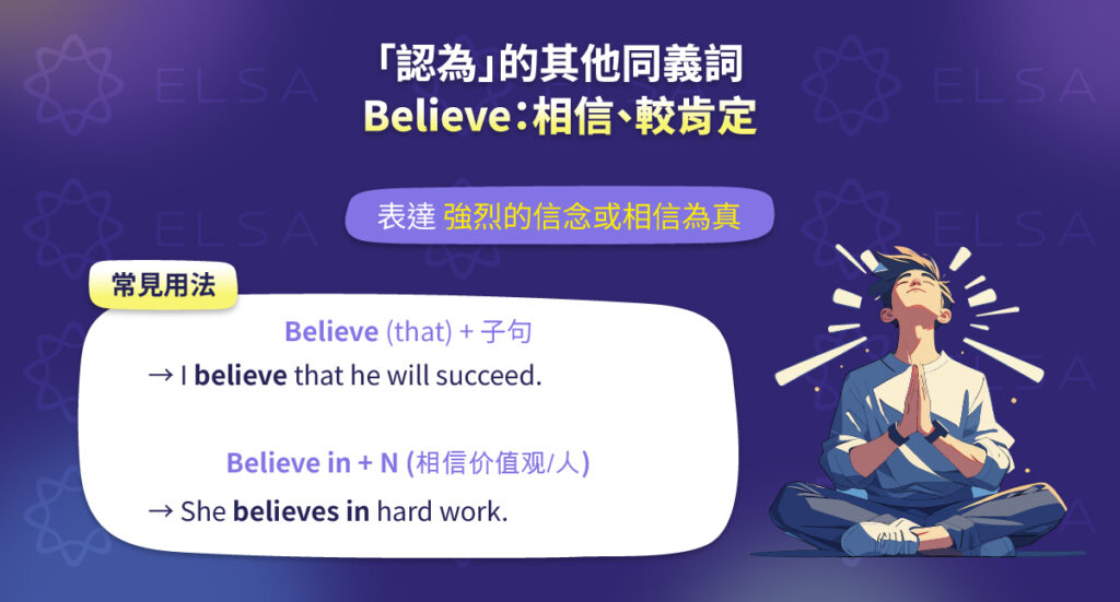 相信，認為英文: Believe