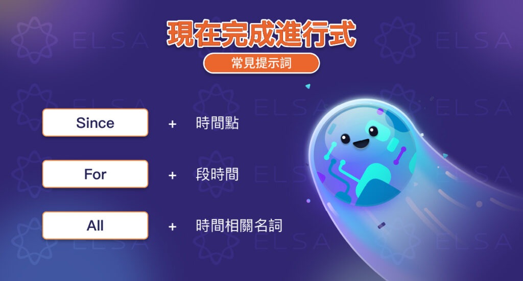 英語現在完成進行式的訊號詞。