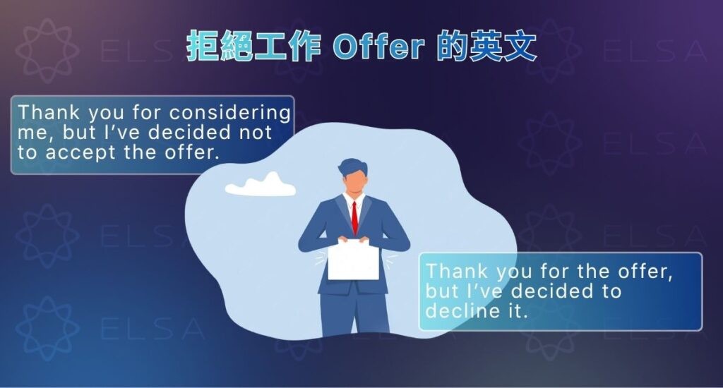 拒絕工作 offer 的英文句型與實用例句
